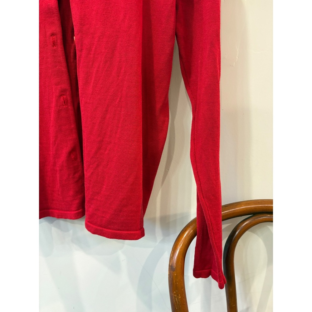 Silk Club Collection Red Silk Cotton Blend Button Front Cardigan - Picture 5 of 6
